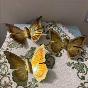Vintage HOMCO Metal Wall Hanging Butterflies (Set of 3)